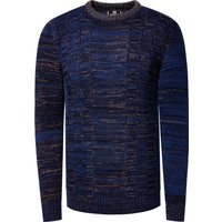 Grobstrick mit Kontrastfarben Rundhals-Pullover