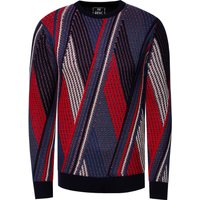 Feinstrick Colorblock Rundhals-Pullover