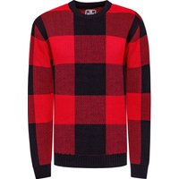 Schwerer Karo Kontrast Grobstrick Pullover