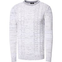 Grobstrick mit Kontrastfarben Rundhals-Pullover