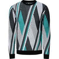 Feinstrick Colorblock Rundhals-Pullover