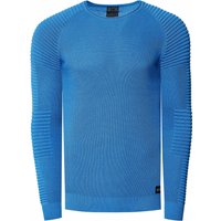 Slim Fit Feinstrick Biker Rundhals-Pullover