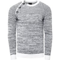 Side Button-Placket Rundhals-Pullover
