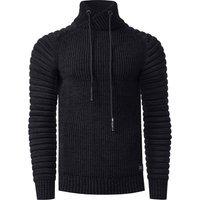 Biker Grobstrick Stehkragen-Pullover