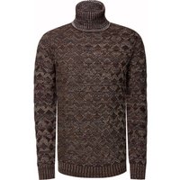 Kontrast Grobstrick Rollkragen-Pullover