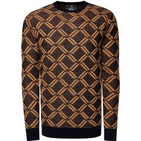 Feinstrick mit Karo-Muster Rundhals-Pullover