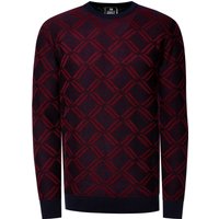 Feinstrick mit Karo-Muster Rundhals-Pullover