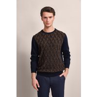 Bugatti Herren Pullover mit 2-farbigem Rautenmuster