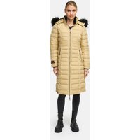 Navahoo Damen Winterjacke Umay – Lange Steppjacke mit Abnehmbarer Kapuze & Kunstfell