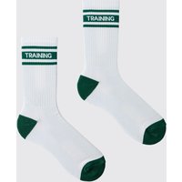 Secret Sales Get 10% Off boohooMAN Mens Green Cotton Training Crew Socks Size 558
