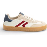 Tamaris Herren-Sneaker aus cremeweißem Leder mit rotem Streifen