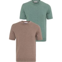 T-Shirt Basic-Strick-T-Shirt, 2Er-Pack