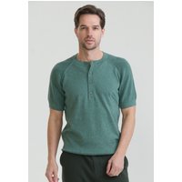 T-Shirt Basic-Strick-T-Shirt Mit Rundhalsausschnitt Und Knöpfen