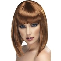 Brązowa peruka z grzywką