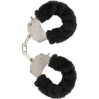 Stalowe kajdanki obszyte czarnym futerkiem