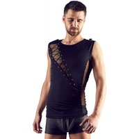 Czarna męska koszulka ze sznurowaniami na klatce piersiowej