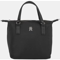 Tommy Hilfiger - Tote pequeño de tejido reciclado en negro con logo TH y cremallera.