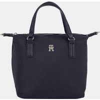 Tommy Hilfiger - Tote pequeño de tejido reciclado en azul marino con logo TH y cremallera.