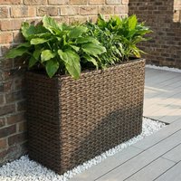 Rattan plantenbak 3-in-1 - donkerbruin