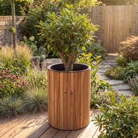 Ronde houten plantenbak