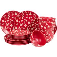 18-delige bordenset - kerst - rood