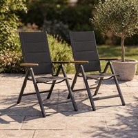 Verstelbare tuinstoelen met geïntegreerd kussen – zwart