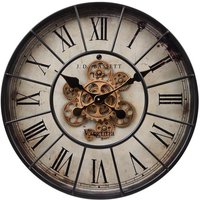 Wandklok met draaiende tandwielen