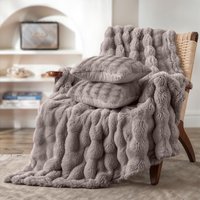 Pom Pom Fur plaid met kussens - taupe