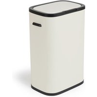 Prullenbak met drukdeksel - 60 liter - crème-wit