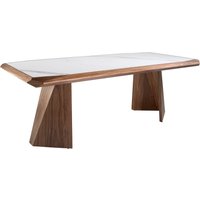 Tavolo da pranzo rettangolare marmo porcellanato e noce
