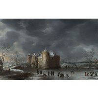 Jan Beerstraaten, The Castle of Muiden in Winter Print