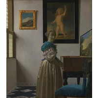 Johannes Vermeer, A Young Woman standing at a Virginal Print