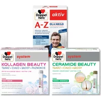 Doppelherz® aktiv A-Z Dla Niego, 30 tabletek + Doppelherz system CERAMIDE BEAUTY, 30 ampułek + Doppelherz system KOLLAGEN BEAUTY, 30 ampułek ZESTAW
