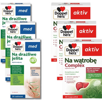 3x Doppelherz® med Na drażliwe jelita 30 tabletek + 3x Doppelherz® aktiv Na wątrobę Complex, 30 kapsułek ZESTAW