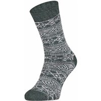 Dicke Wollsocken mit norwegischem Muster – Flaschengrün – 39-42