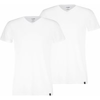 Alltags V-Ausschnitt T-Shirt 2er-Pack – Weiß – L