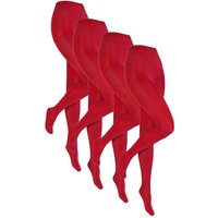 60 Denier Strumpfhose aus Mikrofaser – Rot – S-M - 4 Paar