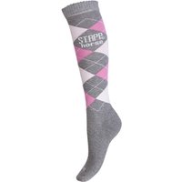 Paardrijsokken met ruiten motief – Grey fuchsia – 39-42