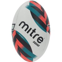 Mitre Squad Rugby Ball - White/Black/Orange/Green/Silver - Size 5