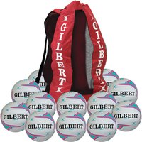 Gilbert Apt Netball - Purple - Size 5 - Pack of 12 + Bag