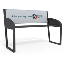 2-seat bench with steel frame and backrest