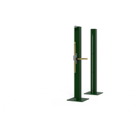 Galvanised steel tennis posts with external winch, square baseplate design