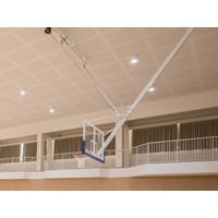 Ceiling suspended basketball goal with fixed height frame