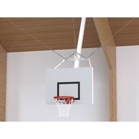 Ceiling suspended goal for side court - fixed height frame