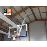 FIBA-certified 5x5 basketball backstop Lvl 2 | Ceiling suspended | Adjustable height