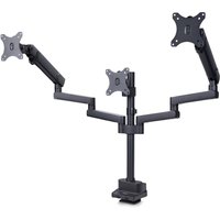 StarTech Up to 27" Mechanical Spring Full Motion Desk Mount Clamp And Grommet Triple Monitor Arm - Black
