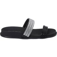 Sandália Feminina Flat Renata Mello Papete com Strass Casual Preta