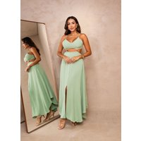 Vestido Midi Recortes Cut Out Alcinha Ynera Verde Oliva