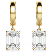 Emerald Cut Solitaire Drop Earrings Moissanite in Yellow | Gold by Diamond Nexus