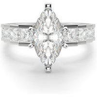 Cinderella Staircase Marquise Cut Center Engagement Ring Lab Grown Diamond, Size 1.00 cts in White | Gold by Diamond Nexus